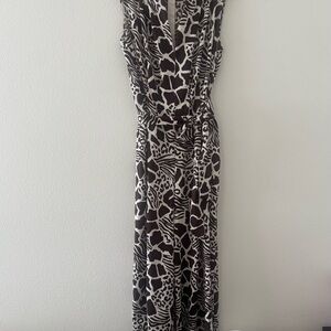 Adam Lippes Elegant Brown and White Animal Print Jumpsuit